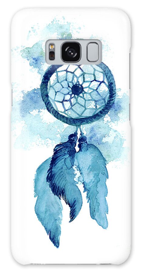Dream Catcher Galaxy Case featuring the painting Dream catcher watercolor art print painting by Joanna Szmerdt
