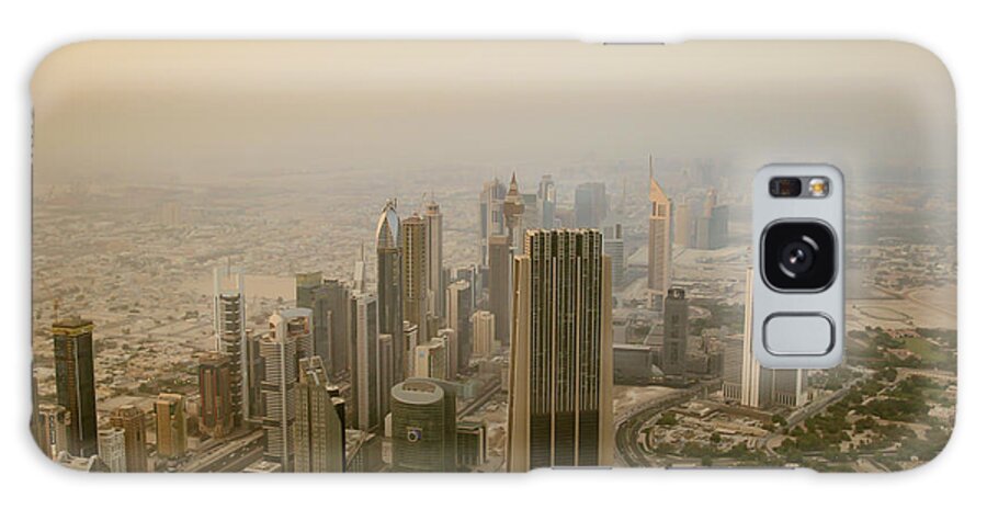 Dubai Galaxy Case featuring the photograph Dubai Skyline at Evening by Aashish Vaidya