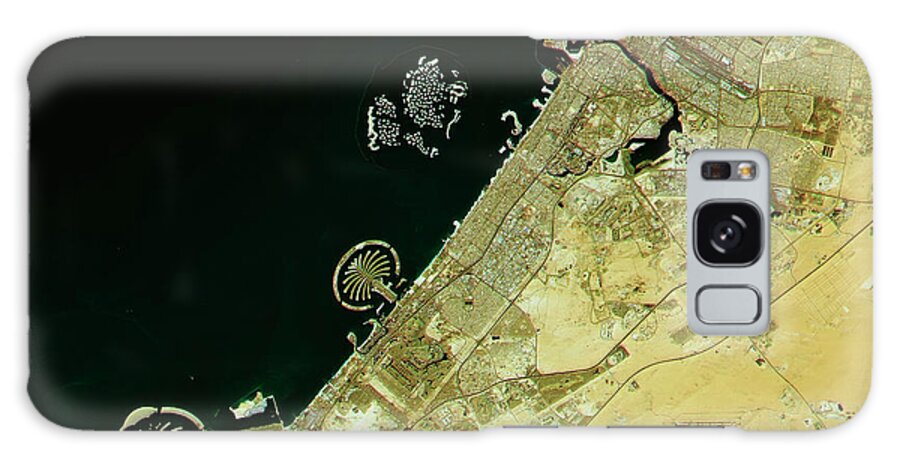 Dubai Galaxy Case featuring the digital art Dubai Topographic Map Natural Color Top View by Frank Ramspott