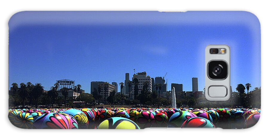 Los Angeles Galaxy Case featuring the photograph Dusk Finds the Spheres of MacArthur Park by Lorraine Devon Wilke