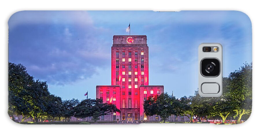 Downtown Galaxy Case featuring the photograph Early Dawn Architectural Photograph of Houston City Hall and Hermann Square - Downtown Houston Texas by Silvio Ligutti