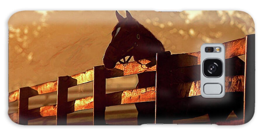 Horse Galaxy Case featuring the digital art Early Sunrise on The Farm by CAC Graphics
