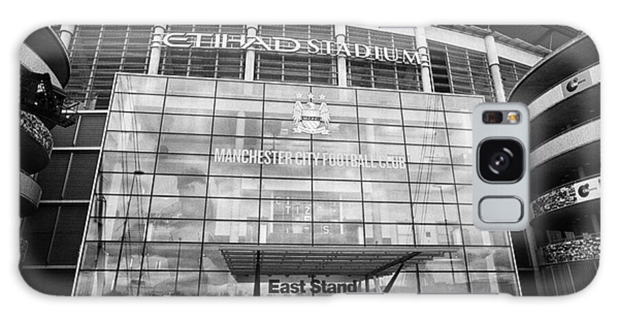 Manchester City Galaxy S8 Case featuring the photograph east stand Manchester City etihad stadium eastlands city of manchester stadiium uk by Joe Fox