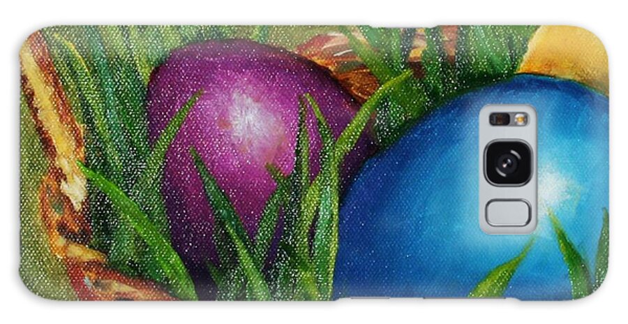 Basket Galaxy Case featuring the painting Easter Basket of Eggs by Donna Tucker