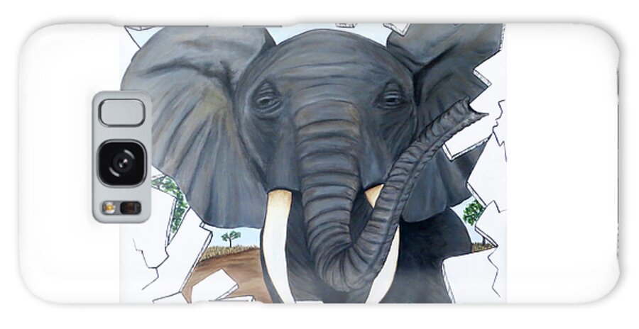 Elephant Galaxy Case featuring the painting Eavesdropping Elephant by Teresa Wing