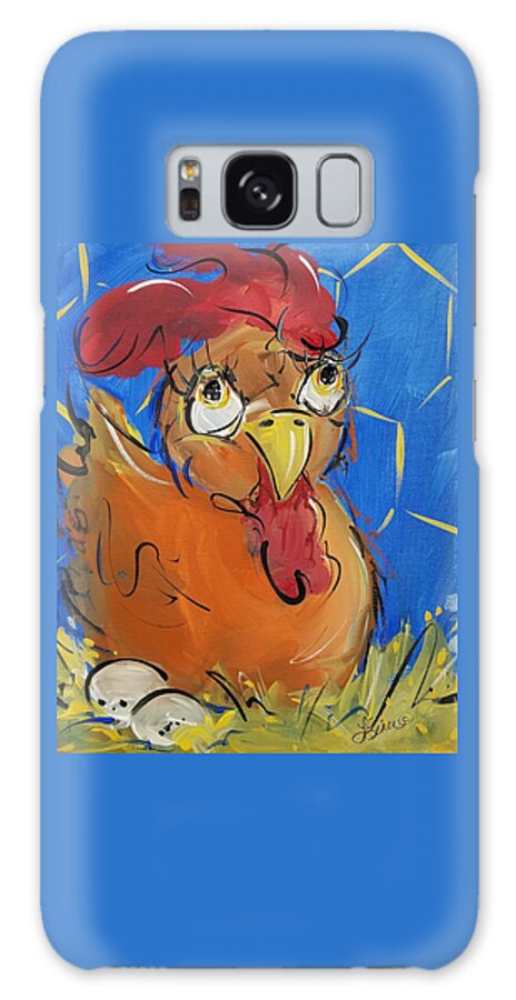 Hen Galaxy S8 Case featuring the painting Eggs for Breakfast by Terri Einer