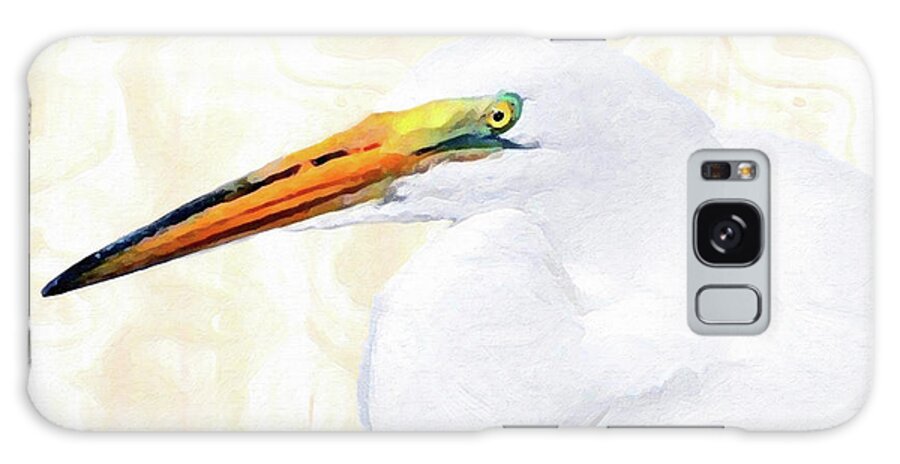 Egret Thoughts Galaxy Case featuring the painting Egret Thoughts by DiDesigns Graphics
