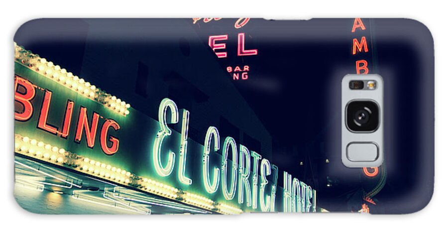 El Cortez Hotel Galaxy Case featuring the photograph El Cortez Hotel at Night by SR Green