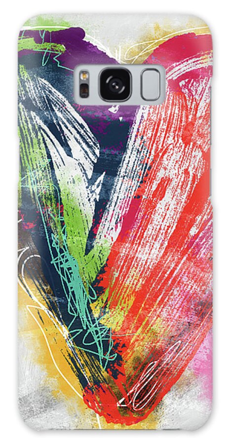 Heart Galaxy Case featuring the mixed media Electric Love- Expressionist Art by Linda Woods by Linda Woods