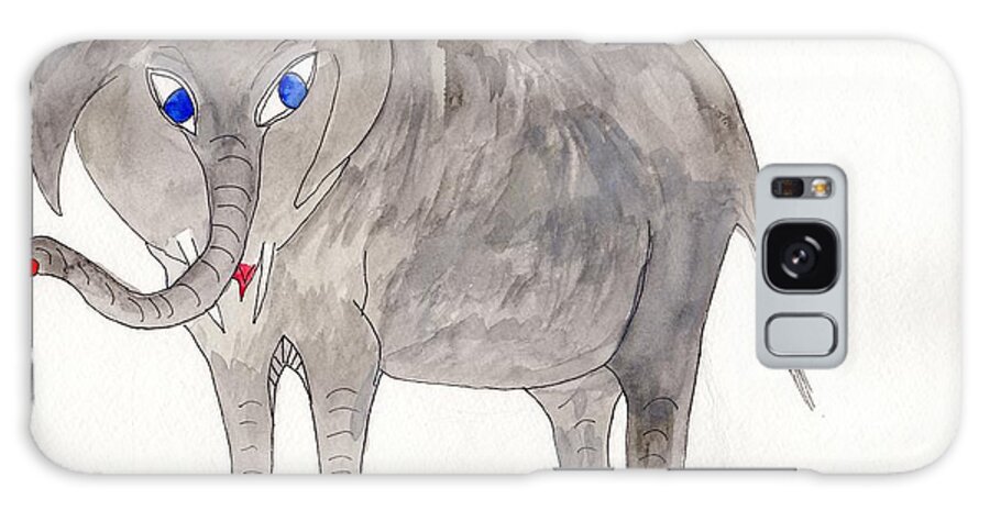 Asian Elephant Galaxy Case featuring the painting Elephoot by Helen Holden-Gladsky