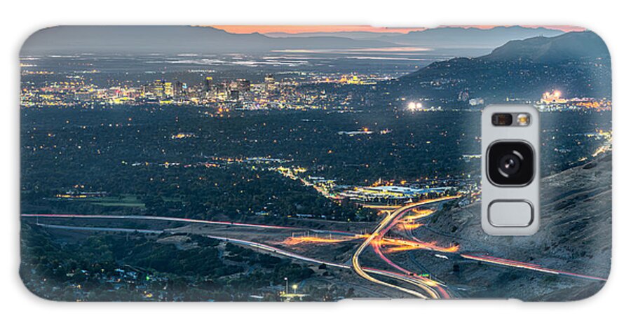 Salt Lake City Galaxy Case featuring the photograph Elevated View of Salt Lake City after Sunset by James Udall