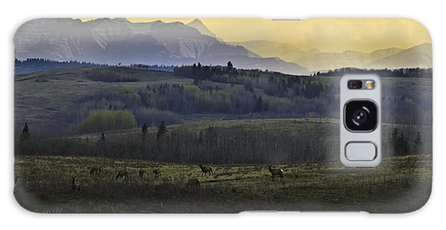Landscape Galaxy Case featuring the photograph Elk On The Horizon by Edward Kovalsky