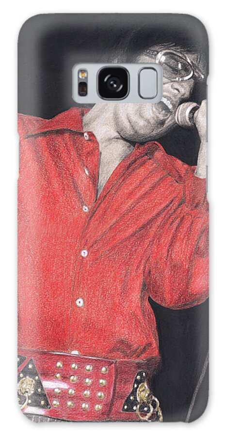 Elvis Galaxy Case featuring the drawing Elvis in Charcoal #175, No title by Rob De Vries