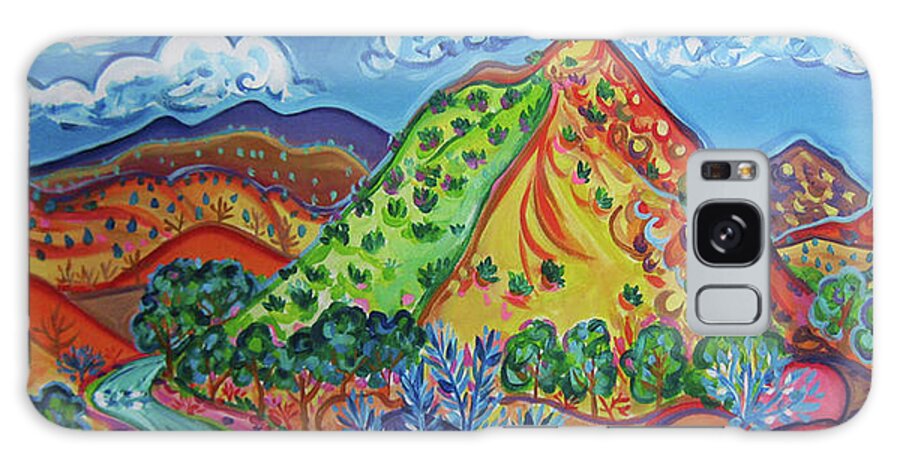 Colorful Art Galaxy Case featuring the painting Embudo Valley Peak by Rachel Houseman