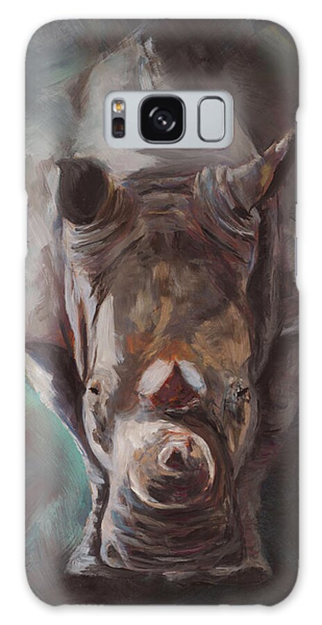 Rhino Galaxy Case featuring the painting Emerging by Kirsty Rebecca