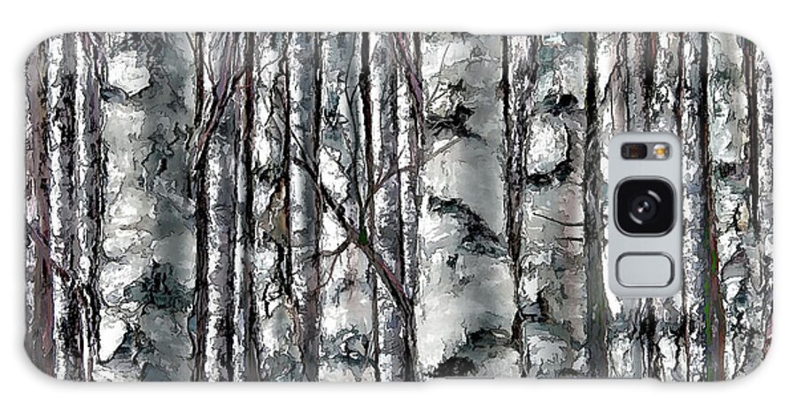 Lenaowens Galaxy S8 Case featuring the painting Enchanted Forest -Black and White by Lena Owens - OLena Art Vibrant Palette Knife and Graphic Design