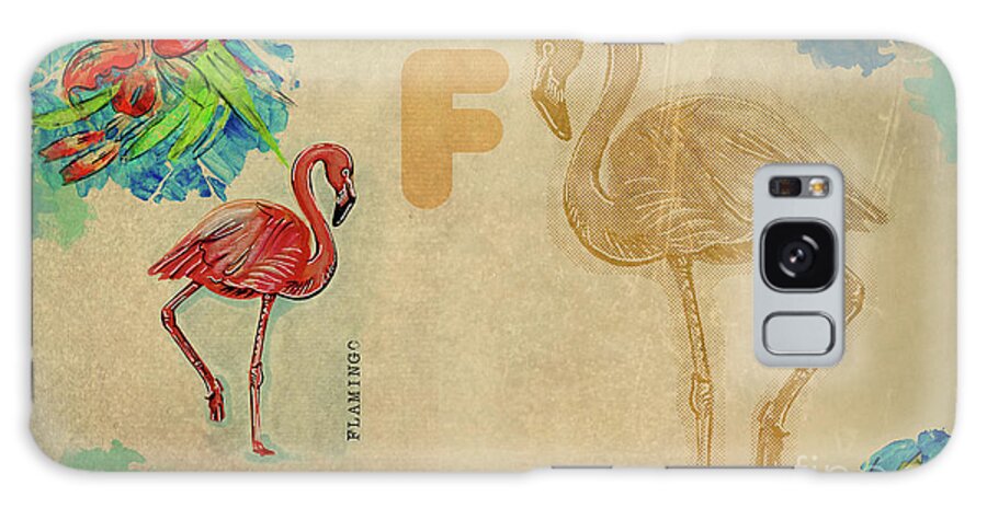 Educational Galaxy S8 Case featuring the drawing English alphabet , Flamingo by Ariadna De Raadt