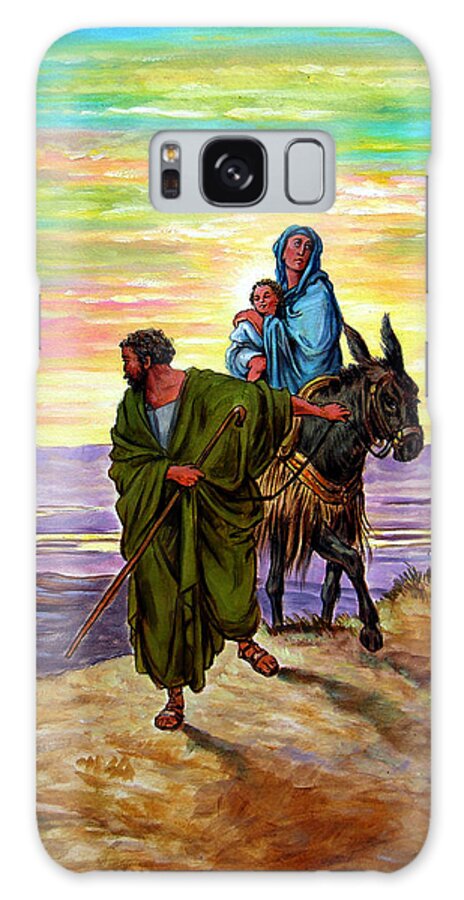 Jesus Galaxy Case featuring the painting Escape into Egypt by John Lautermilch