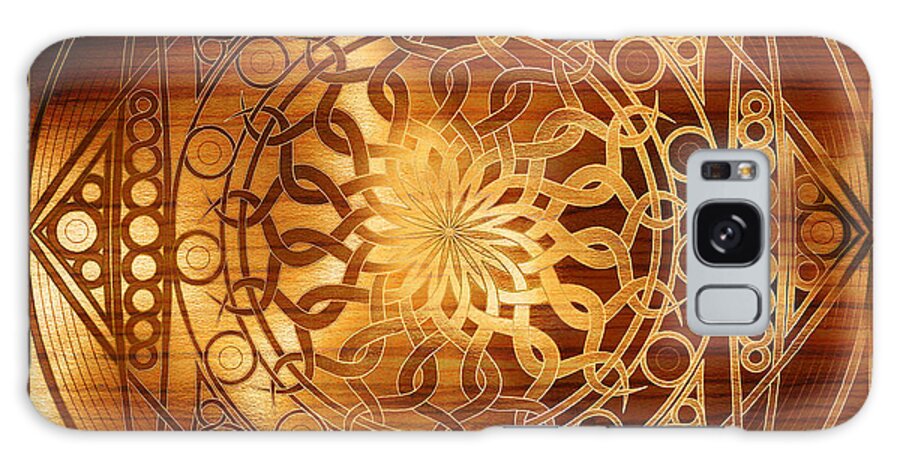 Mandala Galaxy Case featuring the digital art Eternity Mandala Golden Zebrawood by Hakon Soreide