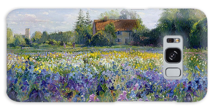 Landscape;market Gardening; Flowers; Horticulture;cottage; Summer; Rural; Irises; Landscapes Galaxy Case featuring the painting Evening at the Iris Field by Timothy Easton
