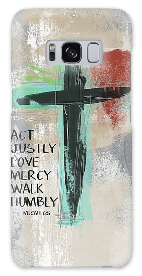 Cross Galaxy Case featuring the mixed media Expressionist Cross Love Mercy- Art by Linda Woods by Linda Woods