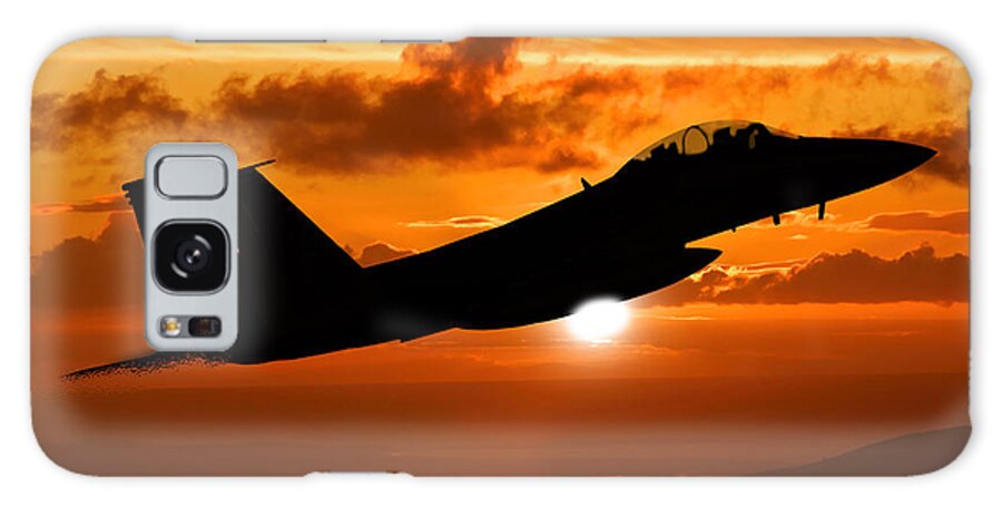 F-15 Galaxy Case featuring the digital art F-15 Eagle sunset by Peter Scheelen