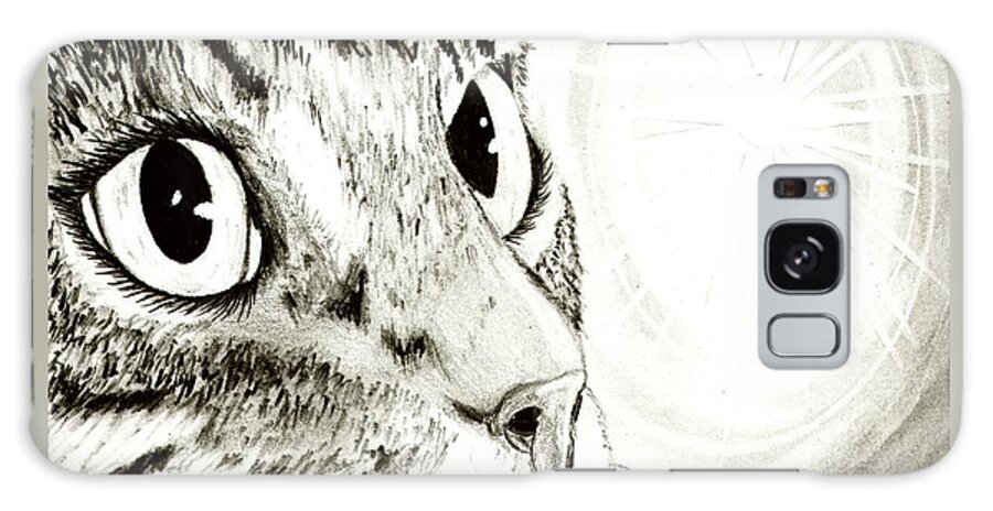 Cat Galaxy S8 Case featuring the drawing Fairy Light Tabby Cat Drawing by Carrie Hawks