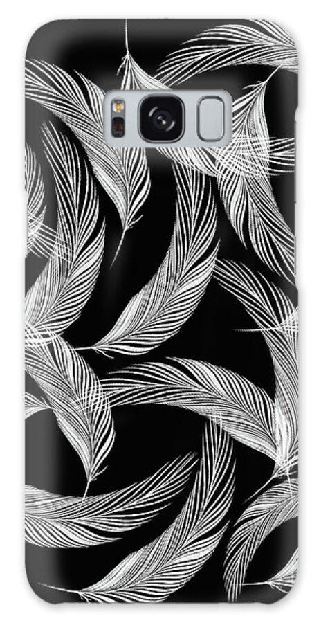 Feathers Galaxy S8 Case featuring the digital art Falling White Feathers by Smilin Eyes Treasures
