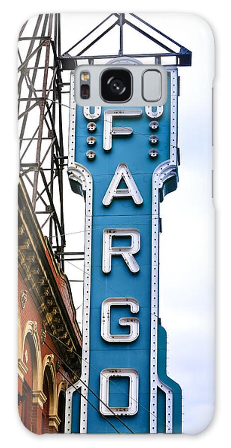 Fargo; Cinema; Blue; Overhead; Sign; City; Theater; Movie-house; Big; Screen; Film; Flicks; Motion; Pictures; Movies; Theater; Picture-show; Playhouse; Silver-screen; Centre; Performing; Arts; Hall; Locale; Site; Entertainment; Attraction; Recreation; Leisure; Lifestyles; Building; Architecture; Landmark; Nd; North; Dakota; America; Usa; Galaxy Case featuring the photograph Fargo Blue Theater Sign by Chris Smith