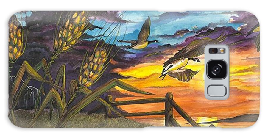 Farm Galaxy S8 Case featuring the painting Farm Sunset by Darren Cannell