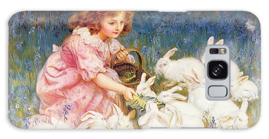 Feeding Galaxy Case featuring the painting Feeding the Rabbits by Frederick Morgan
