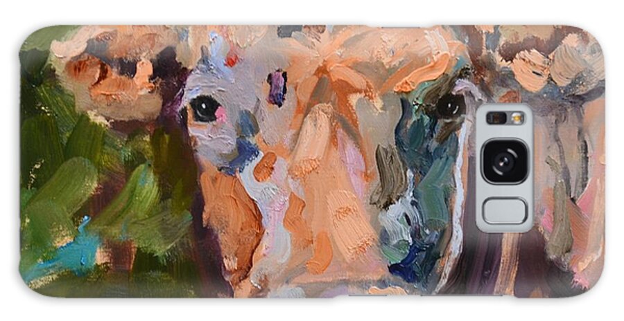 Cow Galaxy Case featuring the painting Feeling Peachy Cow Painting by Donna Tuten