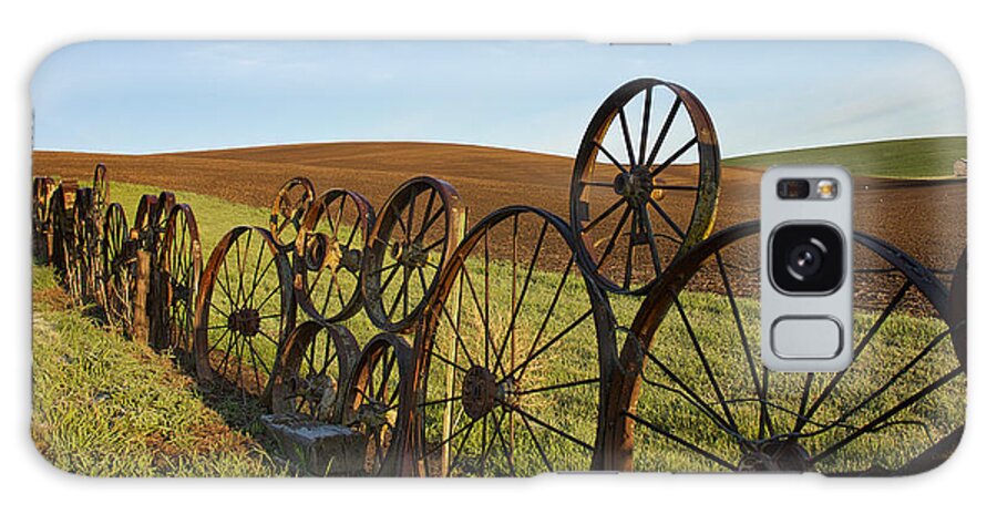 Palouse Galaxy Case featuring the photograph Fence of Wheels by Mary Lee Dereske