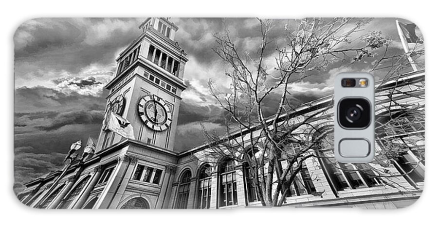 Ferry Building Galaxy S8 Case featuring the photograph Ferry Building Black White by Blake Richards