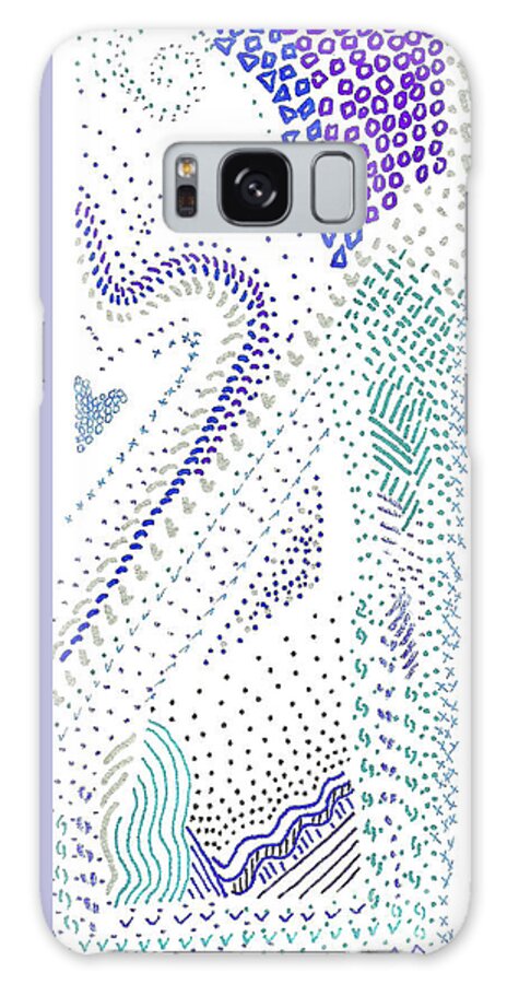 Festival Galaxy Case featuring the drawing Festival in Blue and Silver by Corinne Carroll