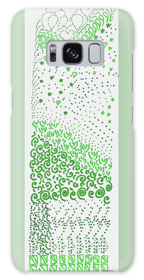 Green And White Galaxy Case featuring the drawing Festival of Greens by Corinne Carroll