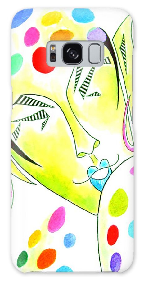 Fairy Galaxy Case featuring the painting Fey -- the original -- Fantasy Elf Portrait with Polka Dots by Jayne Somogy