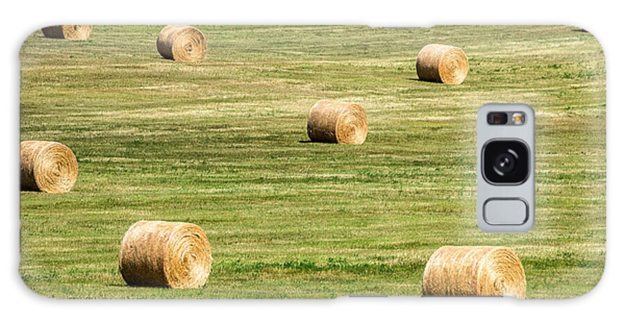 Round Bales Galaxy Case featuring the photograph Field of Large Round Bales of Hay by Todd Klassy