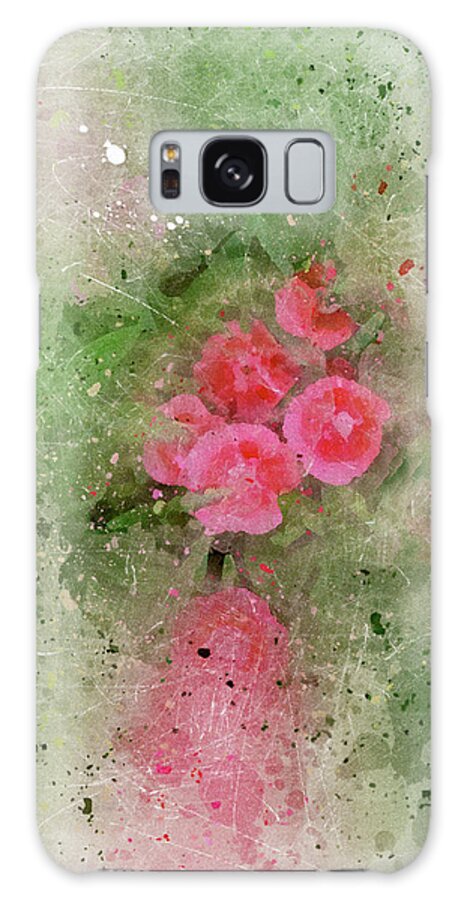 Field Of Pink Nature Plants Flowers Floral Green Pink Peggy Cooper Cooperhouse Dreamy Magical Delicate Galaxy Case featuring the digital art Field of Pink by Peggy Cooper-Hendon
