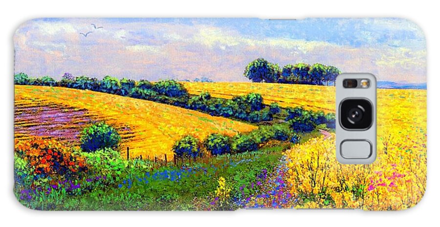 Landscape Galaxy Case featuring the painting Fields of Gold by Jane Small