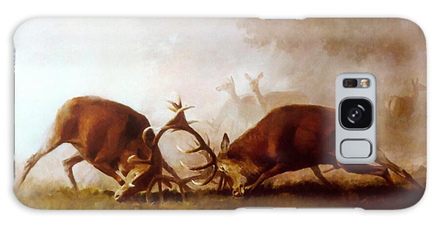 Fighting Stags Galaxy Case featuring the painting Fighting Stags II. by Attila Meszlenyi