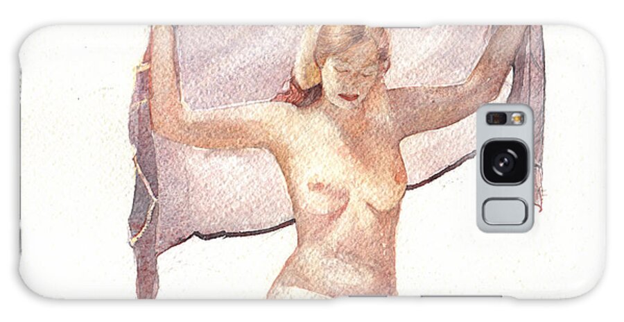 Erotic Galaxy S8 Case featuring the painting Figure with Veil by David Ladmore