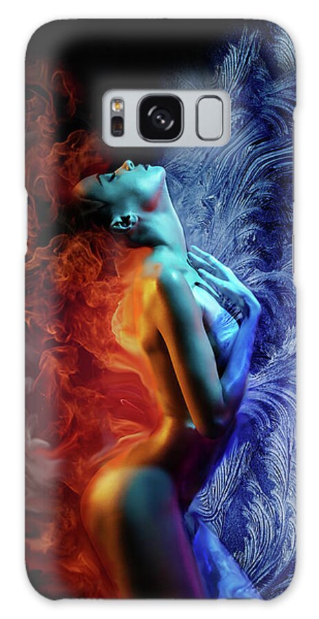 Fire And Ice Galaxy Case featuring the digital art Fire and Ice by Lilia S