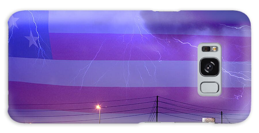 Boulder Galaxy Case featuring the photograph Fire Rescue Station 67 Lightning Thunderstorm with USA Flag by James BO Insogna