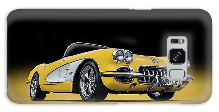 Corvette Galaxy Case featuring the digital art 1960 Yellow and White Corvette Convertible by Douglas Pittman