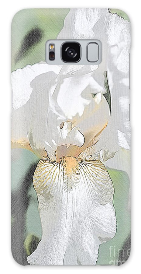 Iris Galaxy Case featuring the mixed media First Iris of the Summer by Sherry Hallemeier
