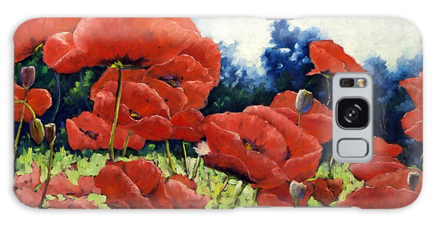 Poppies Galaxy Case featuring the painting First Of Poppies by Richard T Pranke