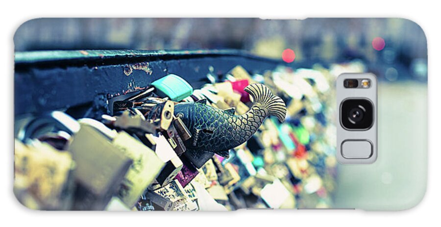 Love Locks Galaxy Case featuring the photograph Fish Out of Water - Pont des Arts Love Locks - Paris Photography by Melanie Alexandra Price