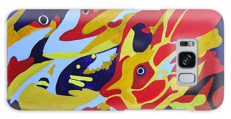 Fish Shoal Galaxy Case featuring the painting Fish Shoal Abstract 2 by Karen Jane Jones