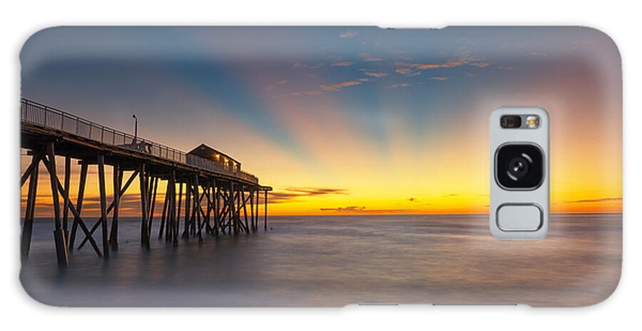 Fishing Pier Sunrise Galaxy Case featuring the photograph Fishing Pier Sun Rays by Michael Ver Sprill